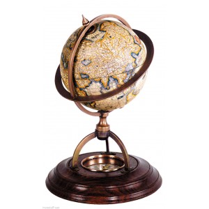 Terrestrial Globe Tabletop with Compass Wood Base by Authentic Models GL019   381666445536